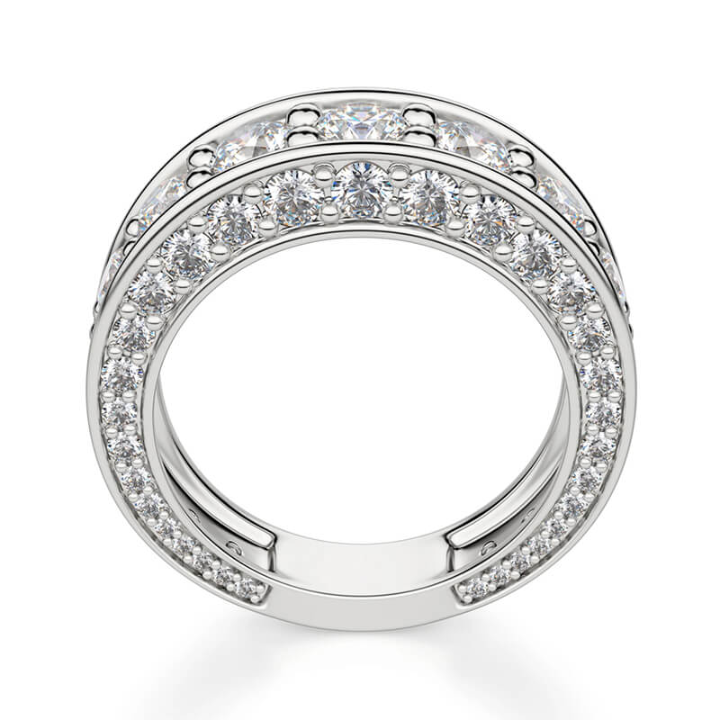 Triple Channel Set Moissanite Half Eternity Wedding Band