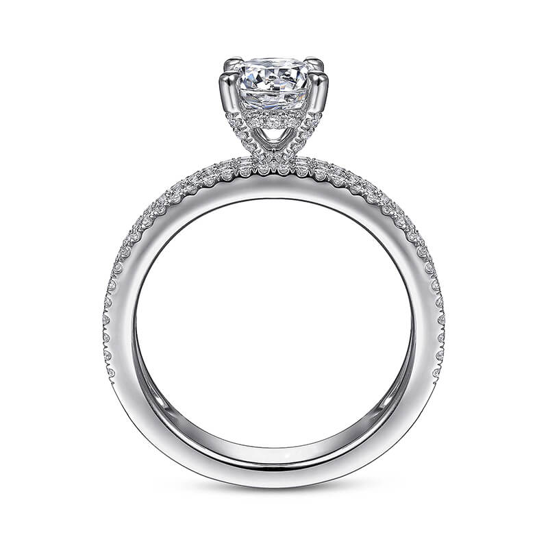 Triple Pave Round Moissanite Wide Band Engagement Ring