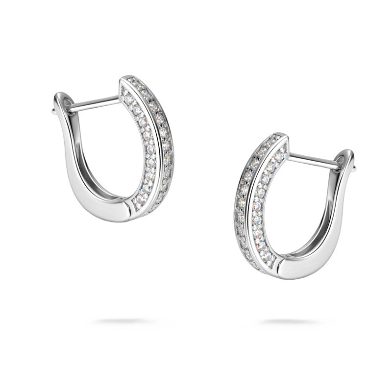 Triple Row Moissanite Hoop Channel Set Earrings In Sterling Silver