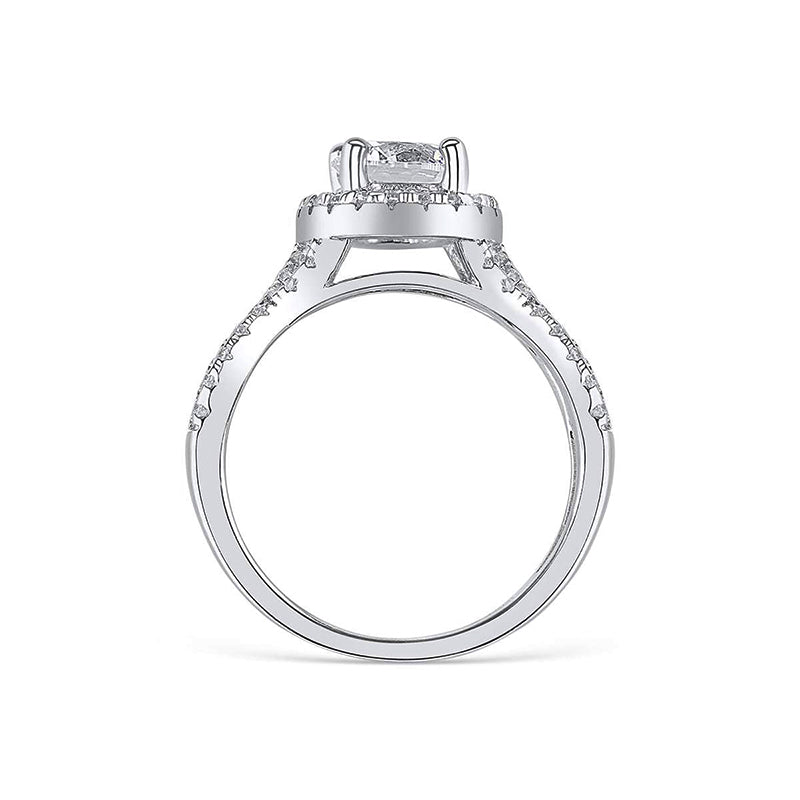 Halo Round Moissanite Twisted Pavé Engagement Ring