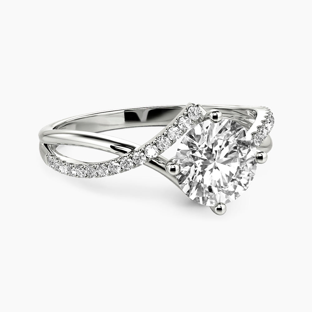 Twisted Bypass Moissanite Pave Engagement Ring