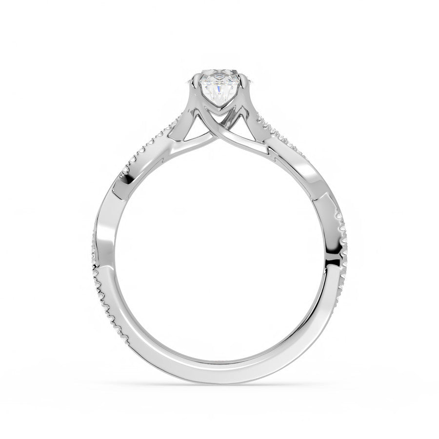 Twisted Infinity Oval Moissanite Pave Engagement Ring