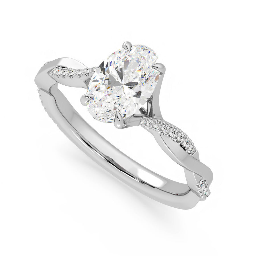 Twisted Infinity Oval Moissanite Pave Engagement Ring