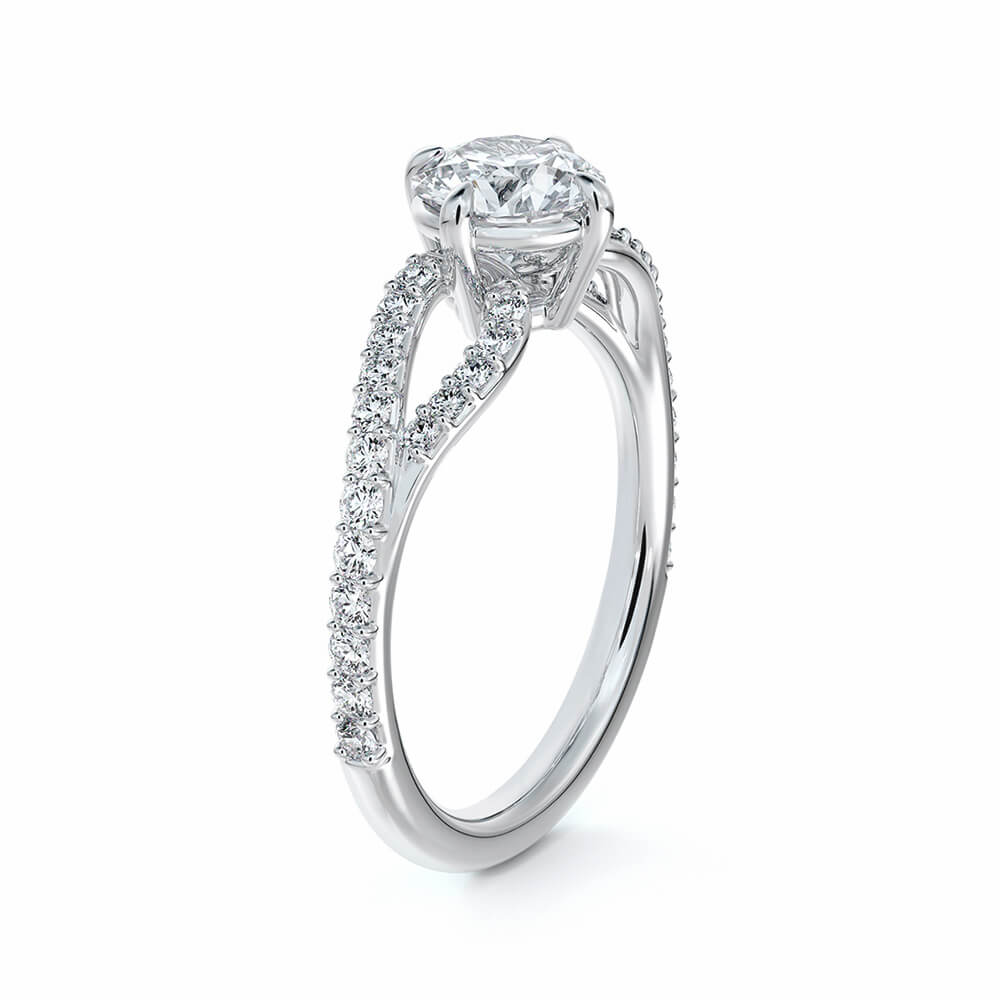 Twisted Vine Round Moissanite Pave Engagement Ring