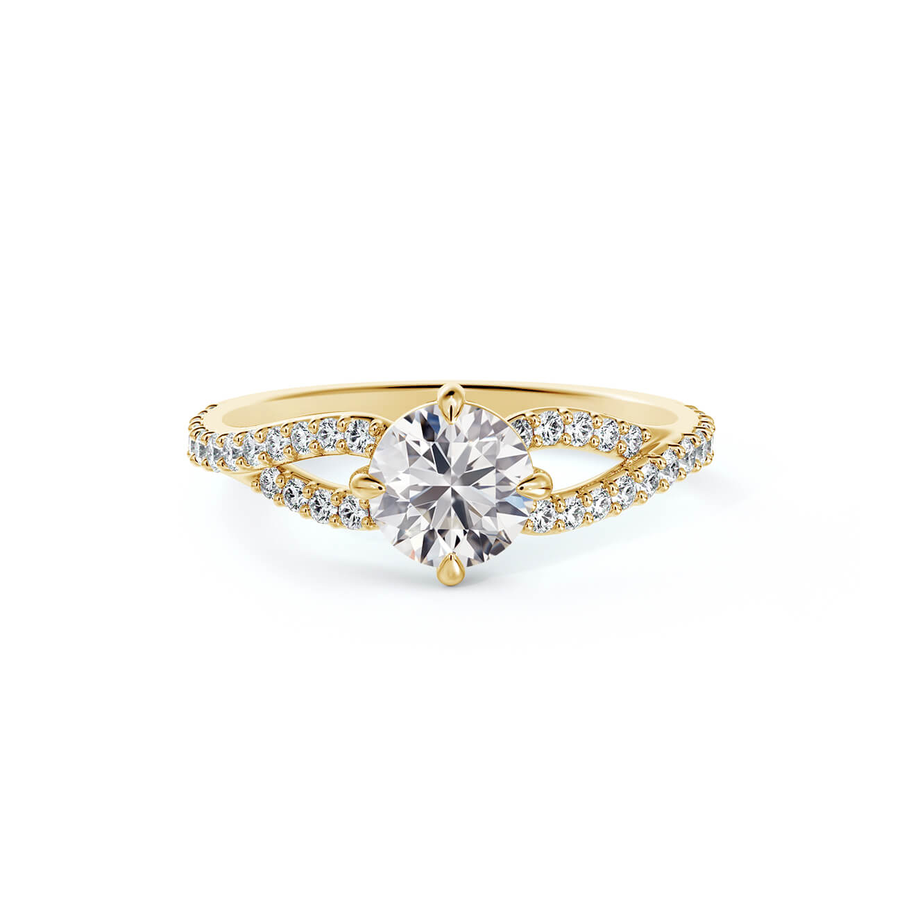 Twisted Vine Round Moissanite Pave Engagement Ring