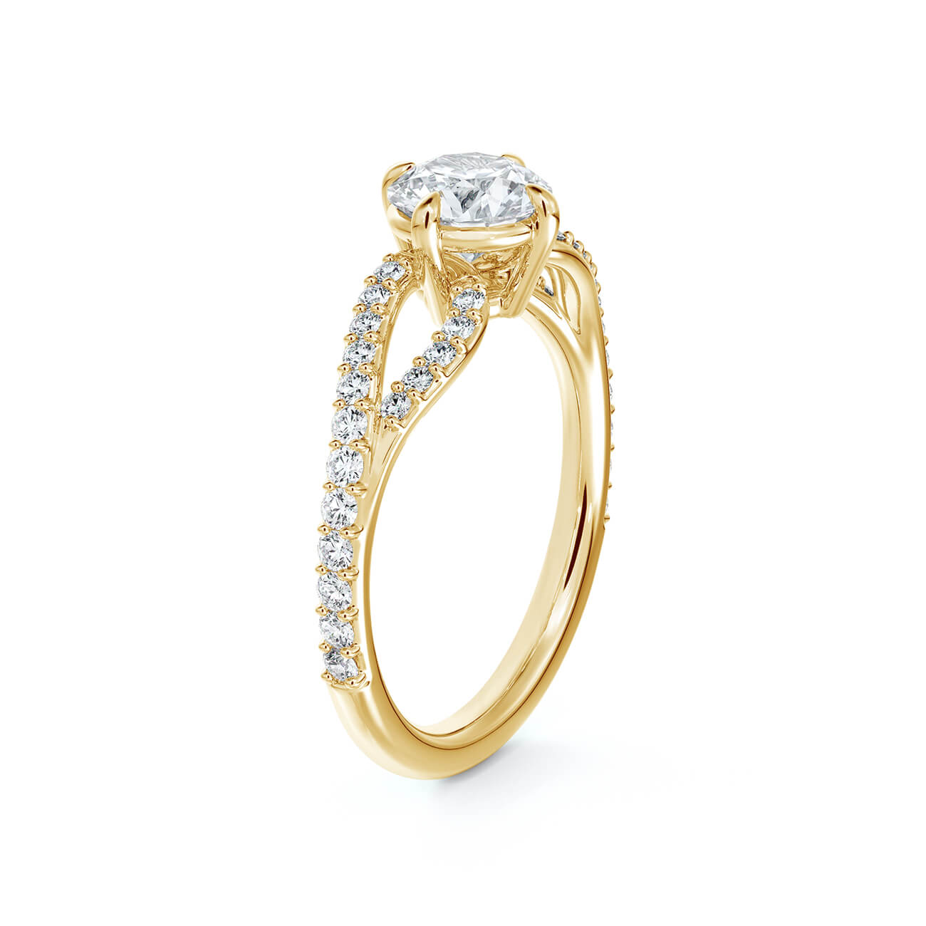 Twisted Vine Round Moissanite Pave Engagement Ring