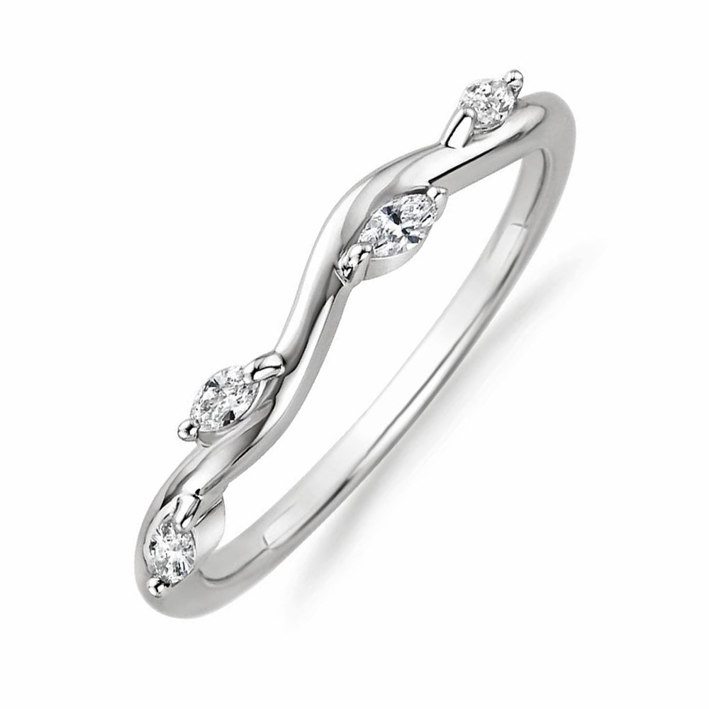 Winding Willow Marquise Moissanite Half Eternity Wedding Band Ring