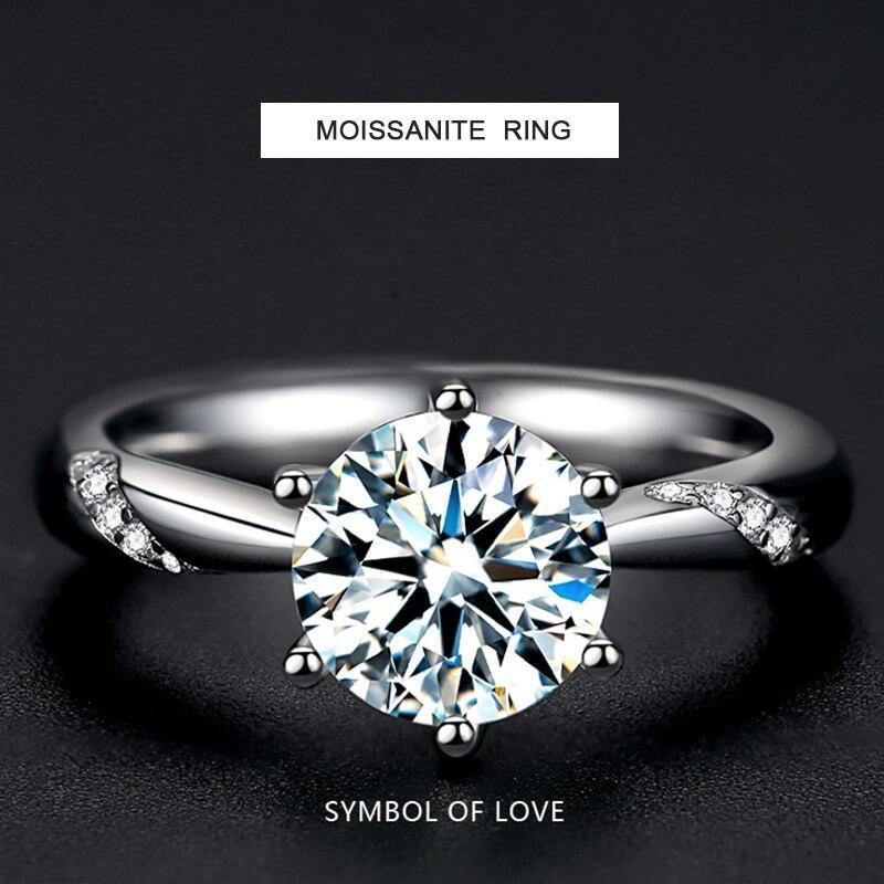 Moissanite Series Fashion Six Prong Sterling Silver Engagement Ring