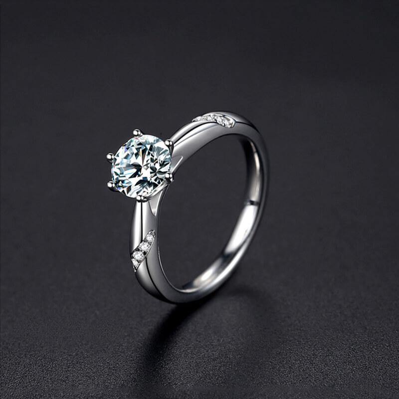 Moissanite Series Fashion Six Prong Sterling Silver Engagement Ring